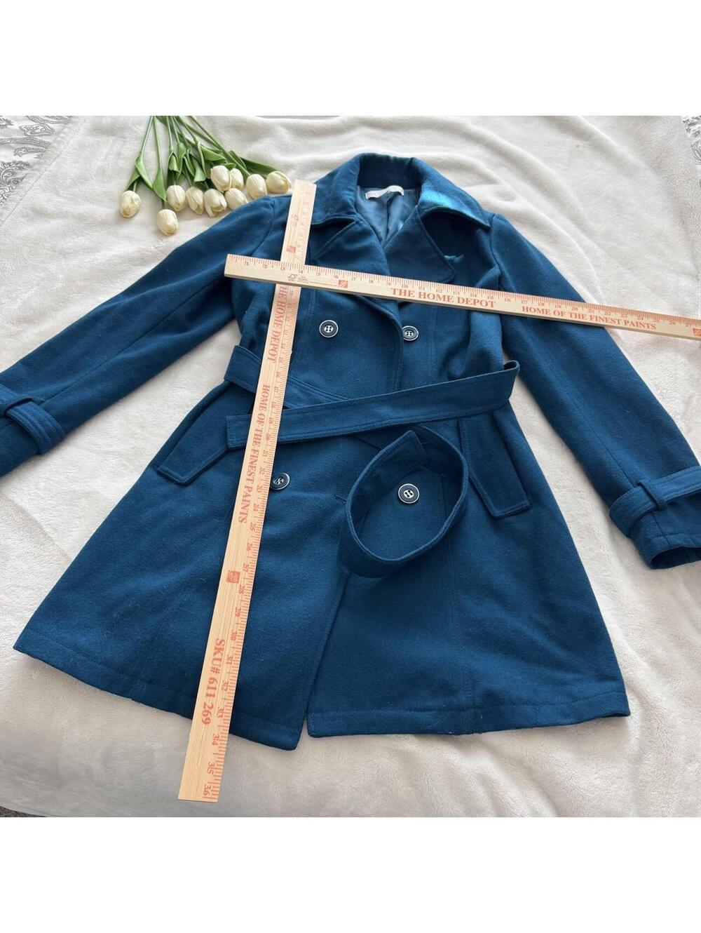 New York & Company blue wool trench coat - Picture 5 of 5